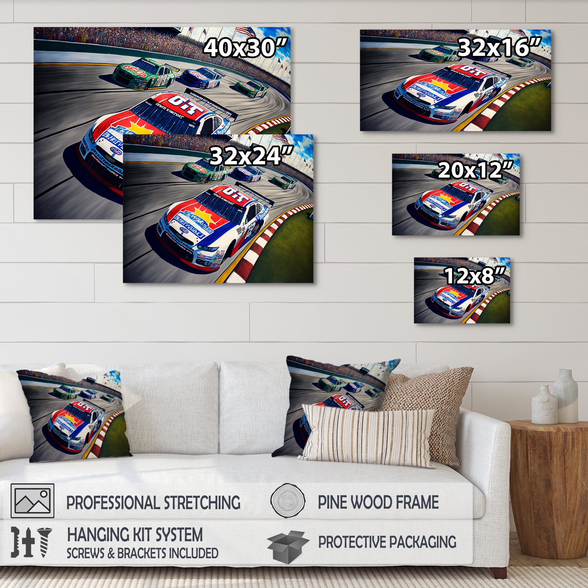 Designart Stock Car Racing Last Lap I Canvas Wall Art