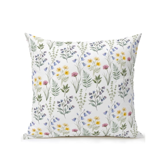 Outdoor Pillows Waterproof, Farmhouse Summer Floral Bedding Throw Pillows with Insert for Couch Sofa Bed, Spring Botanical Leaves 18x18 Inch Pillowcases Decorative Camping Patio Pillow Set of 1