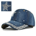 thumbnail image 6 of Bling Baseball Cap for Women Fashion Rhinestone Denim Baseball Cap Bejeweled Distressed Denim and Diamonds Hat Studded Rhinestone Cap, 6 of 9
