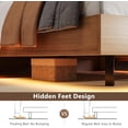 thumbnail image 6 of Honfach Queen Size Bed Frame with 2-Tier Storage Velvet Fabric Upholstered Headboard, Wooden Platform Bed Frame w/Charging Station & LED Lights,Walnut, 6 of 9