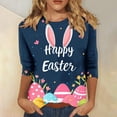 thumbnail image 2 of CAIXIA Easter Day Shirt Women 3/4 Sleeve Cute Rabbit Graphic Tees Crewneck T Shirts for Women Trendy Easter Gifts Summer Tunic Tops, 2 of 5