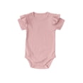 thumbnail image 3 of LIIPEE Summer Solid Color Baby Bodysuits For Boys Ruffle Short Sleeve Crew Neck Casual Onesies Kids Cute Daily Ribbed Crawling Clothing,12-18 Months, 3 of 3