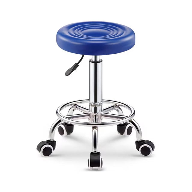 Silla de bar taburete redondo ajustable con ruedas ilios innova Azul
