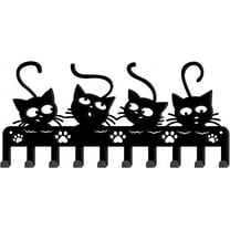 1Set Cats Wall Hooks Key Holder Halloween Rack Hangers Iron Wall Mounted Hooker with 10 Hooks for Hats