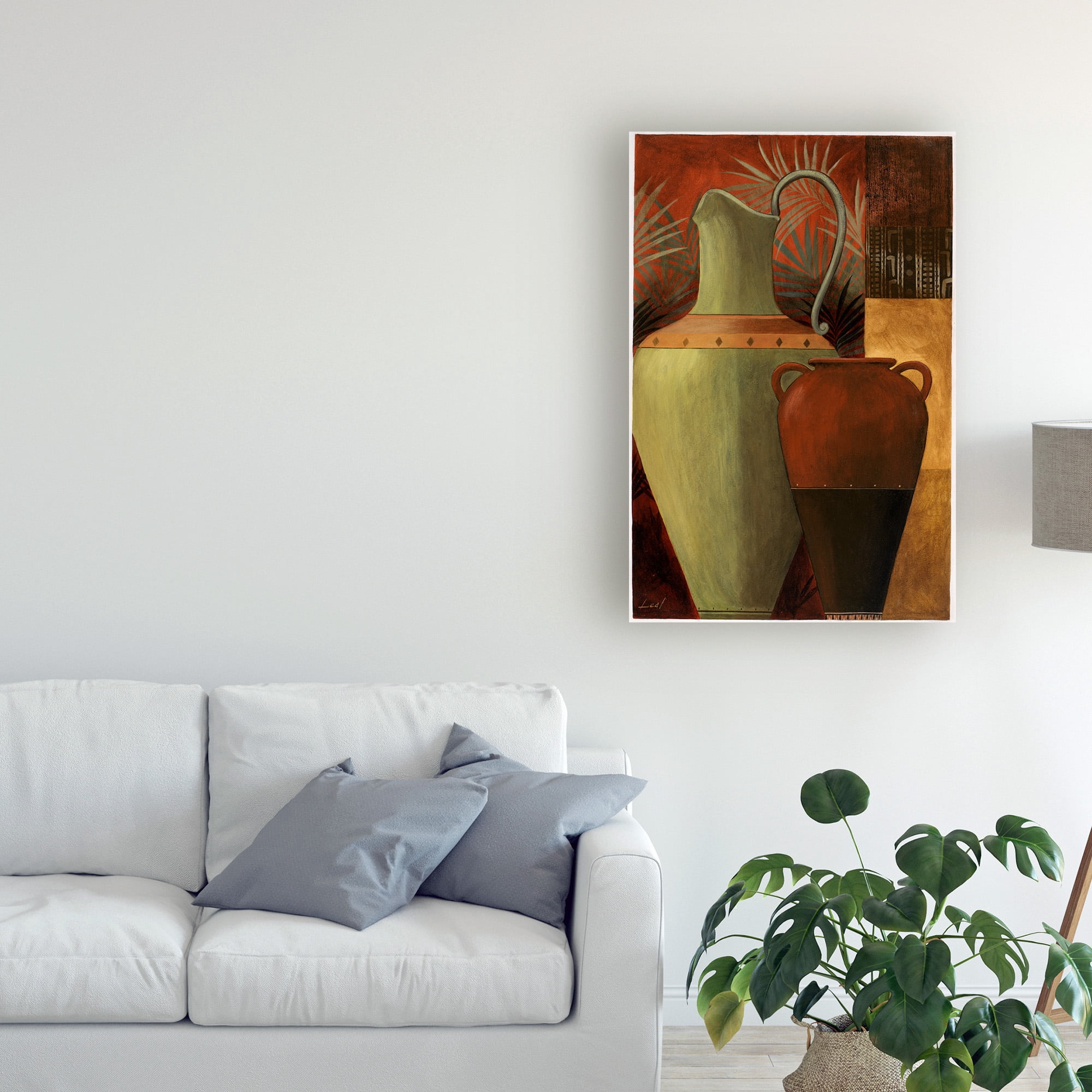 Trademark Fine Art 'Vase Over Geometric Background 2' Canvas Art by Pablo Esteban