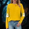 thumbnail image 2 of enyan Halloween Womens Shirt Funny Pumpkin Ghost T-Shirts Long Sleeve Holiday Fall Tee Tops Halloween Tshirts for Women Yellow,XXL, 2 of 7