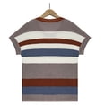 thumbnail image 6 of FJUCHAI Women's Short Sleeve Knit T Shirts Crew Neck T Shirts New Patchwork Striped Casual Loose Striped Pullover Sweater Tops, 6 of 8