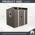 thumbnail image 5 of CarButler 6x5ft Metal Outdoor Storage Shed with Window and Transparent Plate, Lockable Sliding Doors for Garden Backyard Patio Lawn Gray, 5 of 7