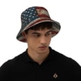 thumbnail image 6 of Daiia American Flag1 Pattern Bucket Hat - Trendy Cotton Sun Hat for Beach, Golf, Fishing - Fun Outdoor Vacation Boonie for Men and Women, 6 of 9