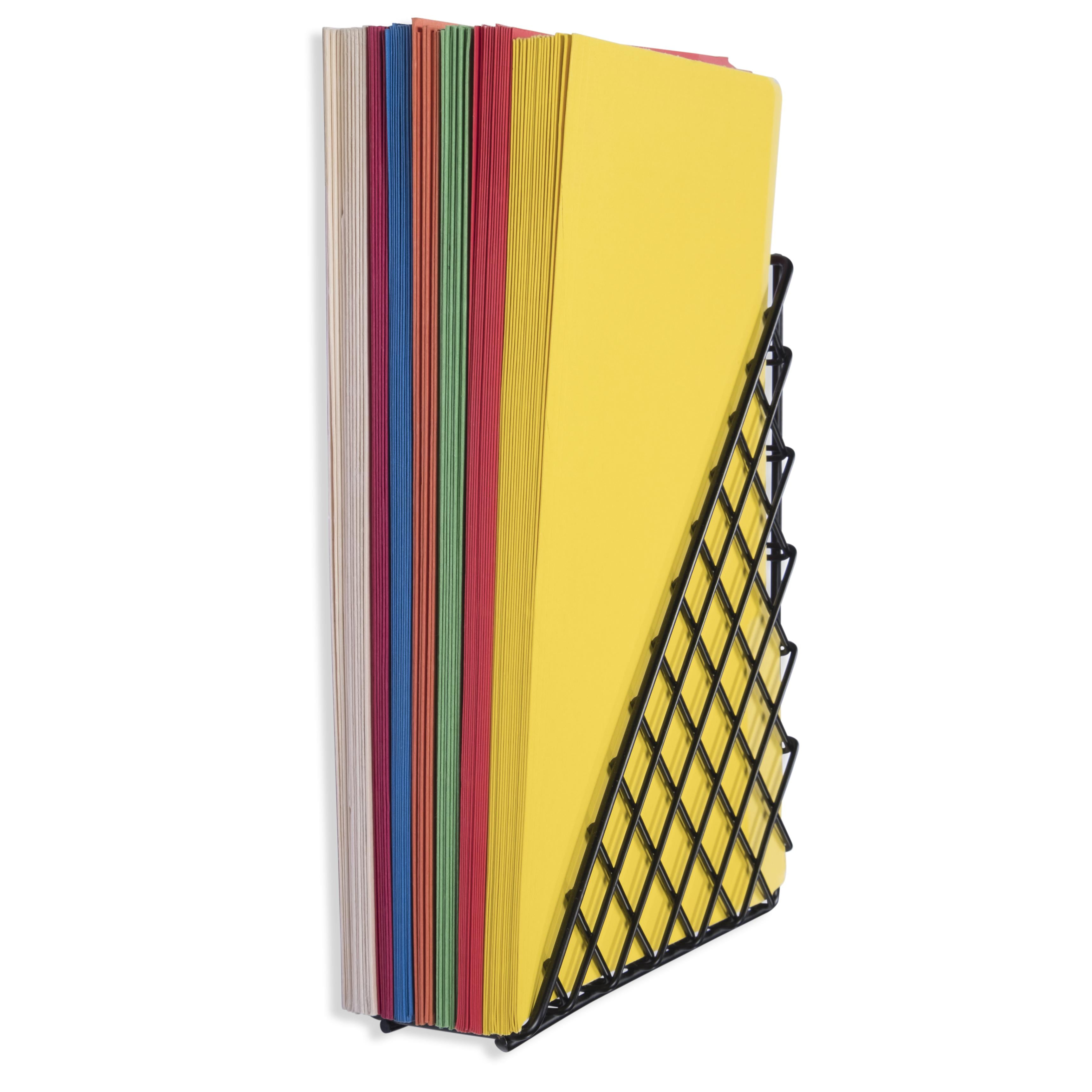 Wallniture Triangle Wire Rack for Files Folders Magazines, Black