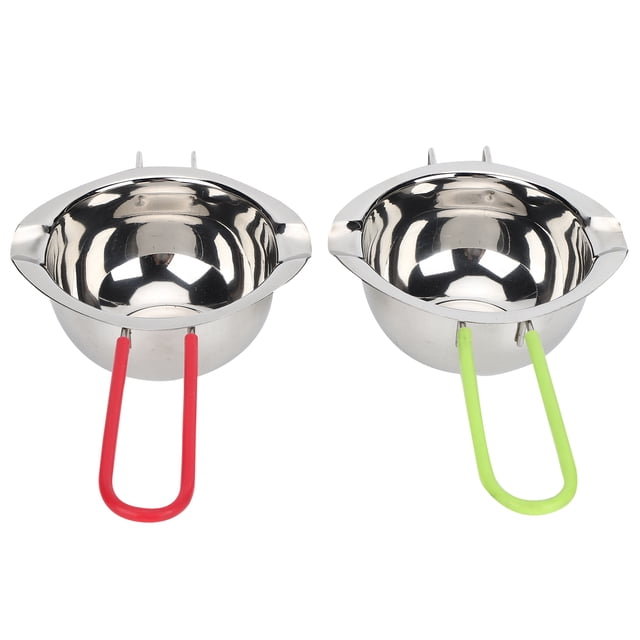 Long Handle Melting Pot, Melting Pan, Flat Bottom Stainless Steel For Home Butter Chocolate Cheese Green + Red