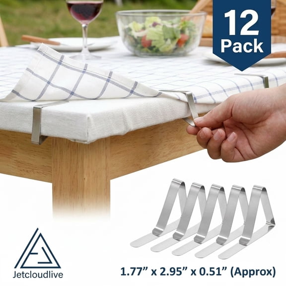 Tablecloth Clips Set Stainless Steel Table Cloth Cover Clamps Heavy Duty Outdoor Tablecloth Fixing for Restaurant Picnics Banquet Weddings Graduation Party (Sliver)