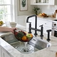 thumbnail image 4 of WOWOW Brass Double Handle Bridge Kitchen Faucet, Deck Mount Kitchen Sink Faucet with Side Sprayer, 4 of 9