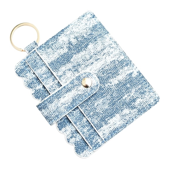 OWMEOT Pocket Wallets Keychain Wallet Wristlet Small Credit Card Holder Bracelet Key Chain Purse for Women, Light Blue