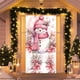 thumbnail image 2 of 90 x 200 cm Marco de puerta navideño con muñeco de nieve rosa Fondo navideño Marco de puerta Fondo de cortina para fiesta navideña Tela para decoración de porches para fiestas, 2 of 5