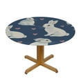 thumbnail image 3 of PIKWEEK  Kawaii Rabbit White Bunnies Fitted Round Tablecloth Waterproof Table Cloth with Elastic Edge Wipe Clean Table Cover for Indoor Outdoor, 3 of 7