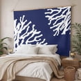 thumbnail image 3 of Coral Navy Blue Large Tapestry for Bedroom Wall Hanging Tapestry, Coastal Ocean Marine Nautical Beach Ceiling Backdrop Tapestries Poster Blanket Wall Decor for Teens Room Living Room Dorm 85" x 90", 3 of 8