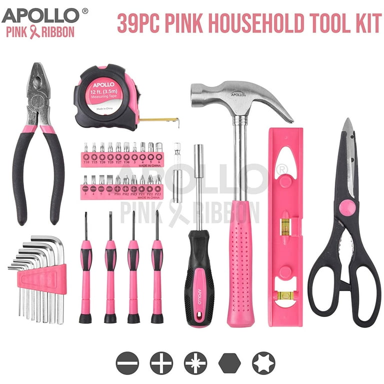 39-piece Pink Tool Box For Women, Complete And Portable Diy Kit With  Pliers, Hammer, Screwdriver - Ideal For Home Jobs And Repairs