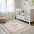 thumbnail image 2 of YOUFORTONG 6x6 Square Living Room Area Rug, Washable Soft Distressed Oriental Non-Slip Farmhouse Low Pile Thin Stain Resistant Indoor Carpet,Ivory, 2 of 8