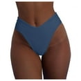 thumbnail image 2 of GEWSEY Women's Bikini Bottom Sexy V Cut High Cut Swimsuit High Waisted Bathing Suit Bottoms Swimming Compression Shorts Navy, M, 2 of 5