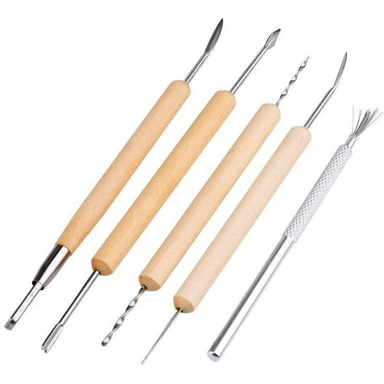 Pottery Tools 6 PCS Pottery and Clay Sculpting Tools Double-Sided Smooth  Wooden Handles Supplies kit Accessories for Art and Craft
