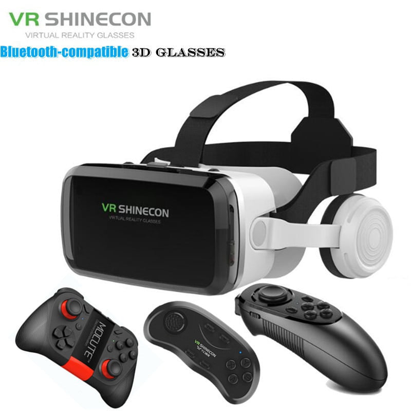G04BS VR Glasses 3D Virtual Reality Box Google Cardboard Stereo Mic for 4.7-7.2" Smartphone+Joystick - Walmart.com