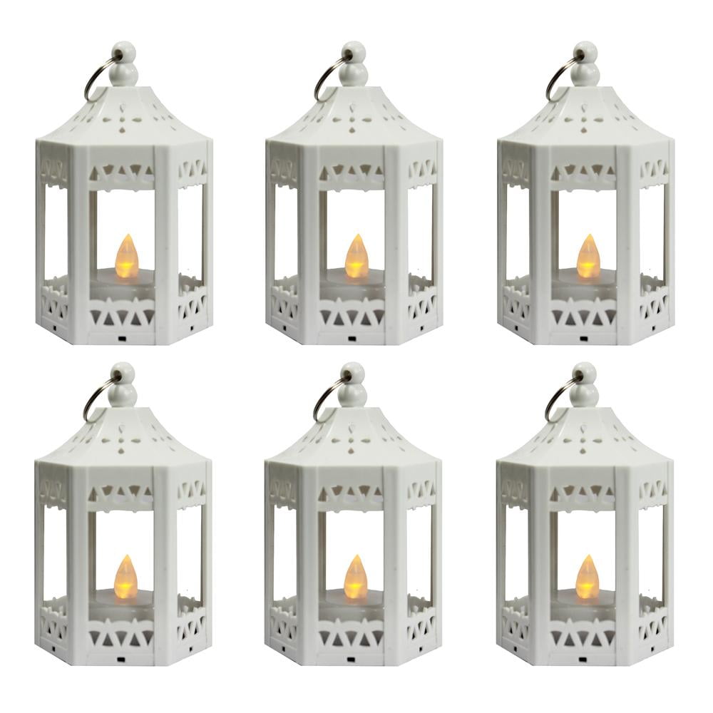 Mini Plastic Candle Lanterns with Flickering LED Tea Light Candles