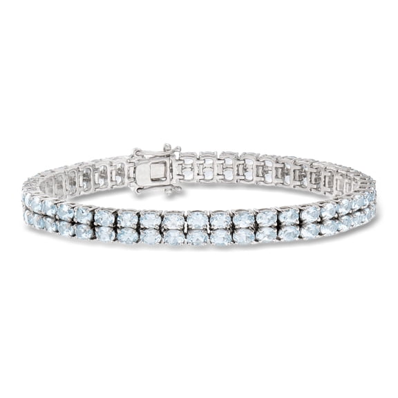 Ross-Simons 15.00 ct. t.w. Aquamarine 2-Row Tennis Bracelet in Sterling Silver, Women's, Adult