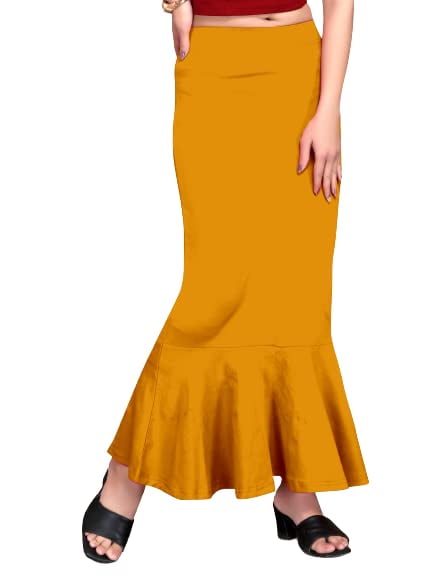 eloria Mustard Yellow Soft Comfy Pleated Saree Silhouette Saree Shapewear  Flare Petticoat for Women Lycra Cotton Blended Petticoat Skirts for Women  Shape Wear Dress for Saree 