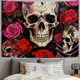 thumbnail image 2 of BCIIG Skulls Roses Spider Tapestry Wall Hanging Unique Style Graphic Tapestries Home Wall Decor Art for Living Room Bedroom Apartment Farmhouse Dorm 50x40inch, 2 of 6