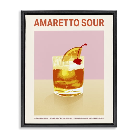 Stupell Industries Contemporary Amaretto Sour Classic Drink Black Floating Frame Canvas Art, 17 x 21, by Victoria Barnes