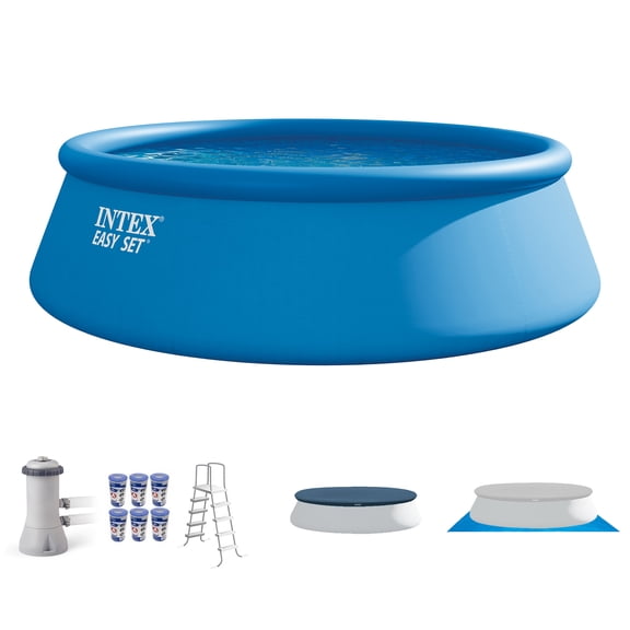 Intex 15' x 48" Easy Set Above Ground Swimming Pool Kit w/ 6 Replacement Filters