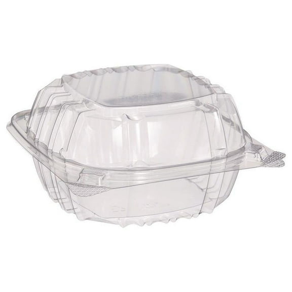 Dart ClearSeal Hinged-Lid Plastic Containers, 5.8 x 6 x 3, Clear, Plastic, 125/Pack, 4 Packs/Carton