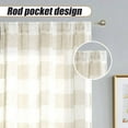 thumbnail image 5 of Bohogeo Buffalo Plaid Gingham Sheer Farmhouse Country Kitchen Curtain Panels for Living Room, Geometric Check Rod Pocket Tan and White Curtain Drapes for Bedroom, 38"x63", Tan, 5 of 8