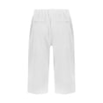 thumbnail image 4 of Linen Pants Women Striped Elastic Waist Wide Leg Linen Pants Boho Beach Palazzo Pant Vacation Cropped Pant Summer White 5XL, 4 of 9