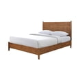 thumbnail image 6 of Bedroom Furniture 1pc Queen Size Bed Round Tapered Legs Panel Headboard Walnut Solidwood Mid-Century Modern Style, 6 of 6