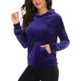 thumbnail image 2 of SHCKE Women Velour Sweatshirt Long Sleeve Hoodie Sweatshirt Warm Pullover Tops Loose Sweatshirt Velour Hoodies Sports Tops Soft Stretch Yoga Jogging Activewear Shirt, 2 of 8