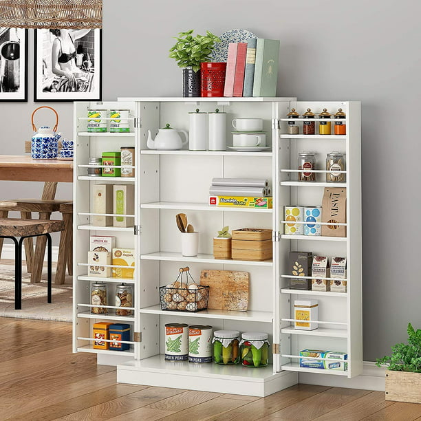 Homefort 41 Kitchen Pantry Farmhouse, Homefort Kitchen Pantry Cabinet Storage With 6 Adjustable Shelves