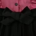 thumbnail image 6 of SERTG Girls' Fall Winter Solid Dress Lapel‌ and Bow Elastic Waist Round Neck Long Sleeve Comfortable Fitted Skirt Outfit for Kids 2-7 Years(Hot Pink,5-6 Years), 6 of 9