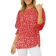 thumbnail image 2 of Polka Dots Print Women 3/4 Sleeve Casual Chiffon Blouse Tops, 2 of 5