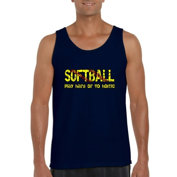 MmF - Men's Tank Top for Men, up to Men Size 3XL - Softball Play Hard or Go Home