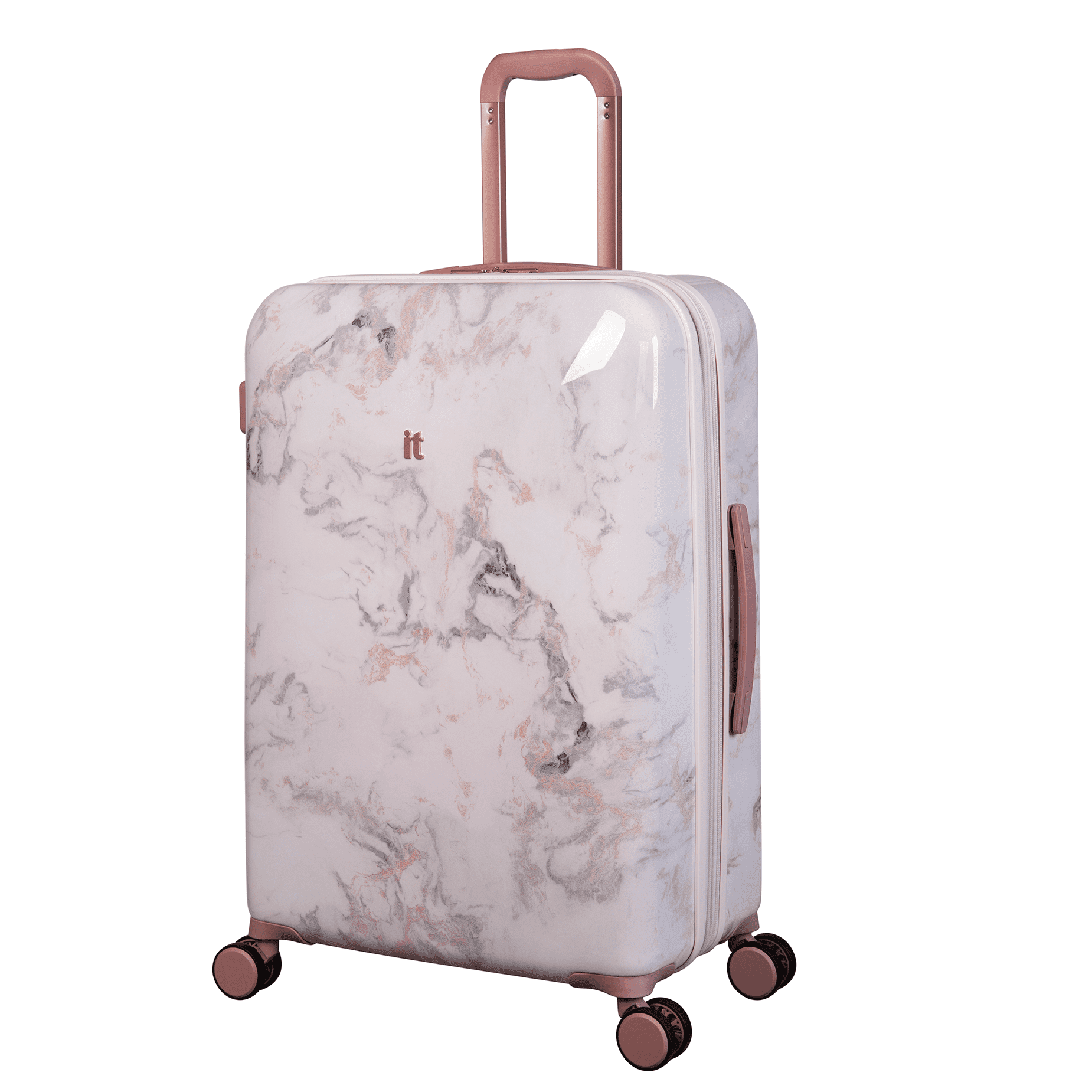it luggage Sheen 28 Hardside Checked 8 Wheel Expandable Spinner Luggage Marmo Rose Walmart
