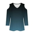 thumbnail image 4 of Teissuly Women's Fashionable Casual 3/4 Sleeve Off Shoulder V-neck Printed Top, 4 of 5