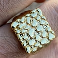 thumbnail image 2 of Mens Nugget Ring Gold Finish 20MM Square Chunky Hip Hop Rapper Jewelry Size 9, 2 of 13