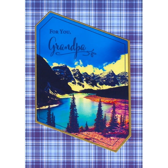 Designer Greetings Deep Blue Sky Over Mountains and Blue Lake Birthday Card for Grandpa