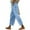 Blue, variant on Women Drawstring Linen Pants, Lightweight Capris Lace Pants with Summer Casual Beach Elastic Waist Trousers with Pockets High Waist Comfy Pants Beige XXL