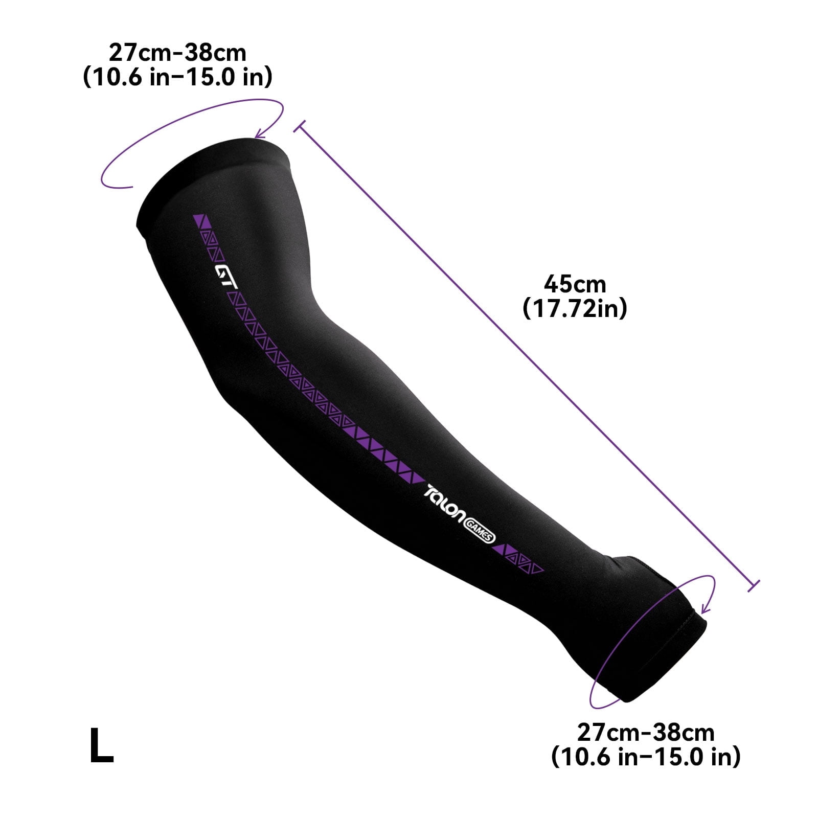 TALONGAMES eSports GT Arm Sleeve, External, Black+Purple, New, 1 Count, 1 Pack, L Size