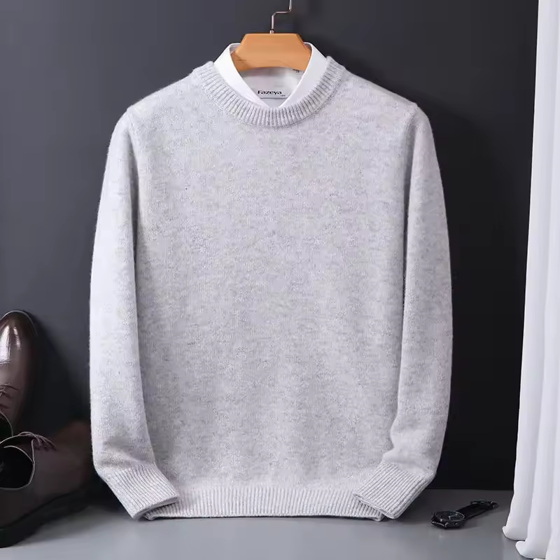 Chandail pour Hommes Col Rond Tricoté Chandail Doux Chaud en Laine Manches Longues Vêtements de Mode