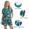 thumbnail image 2 of PatPat Lounge Sets for Women 2 Piece Pajama Set Vacation Outfits Short Sleeve Top and Shorts Trendy Home and Street Loungewear with Drawstring Pockets, Tibetan Blue, S, 2 of 12