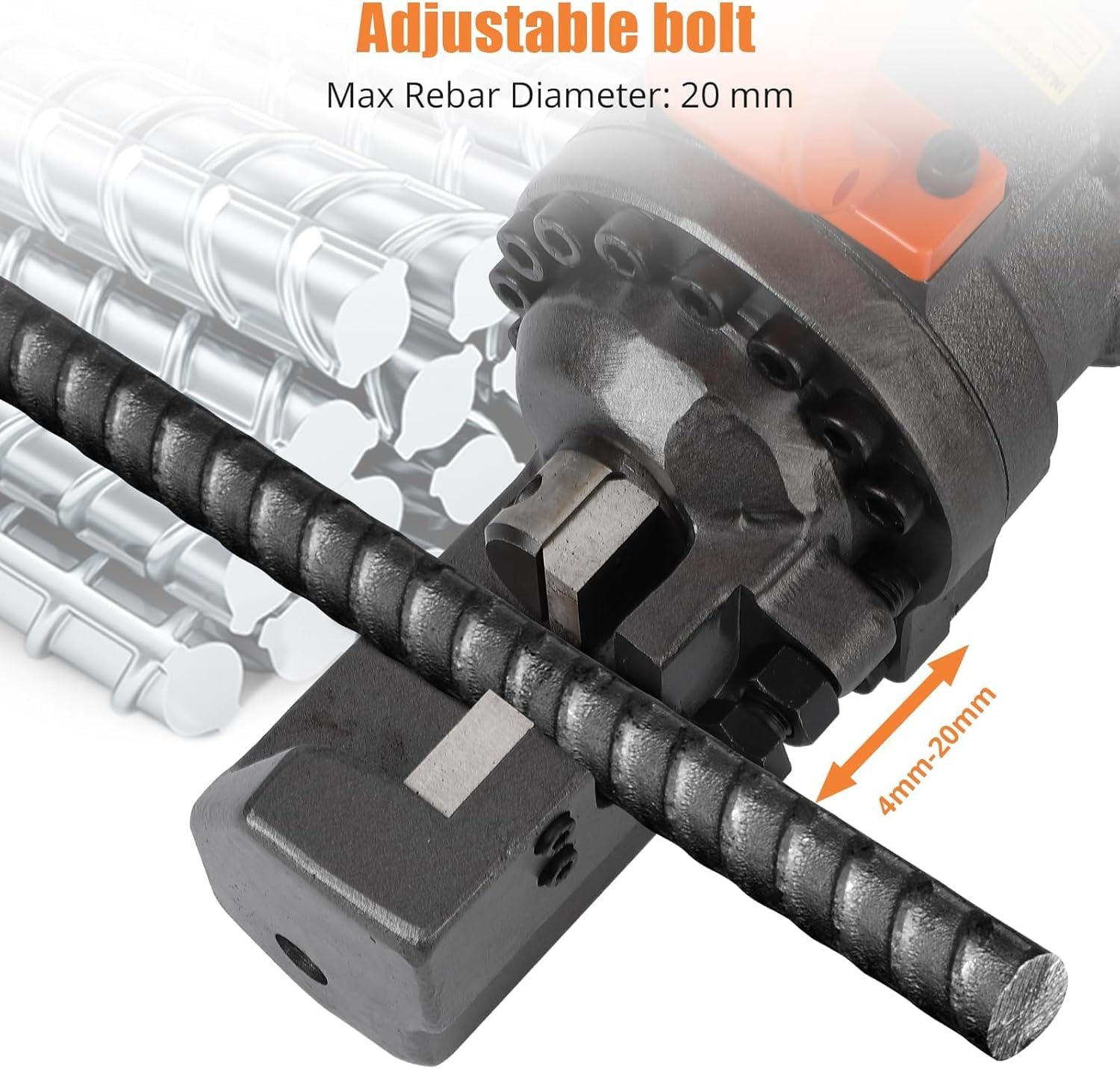 Hetoy Electric Rebar Cutter – Portable Hydraulic Cutter for 3/4 Inch #6 4-20mm Rebar, 1250W, 110V, Cuts in 3.5 Seconds, Includes Tool Box (1250W RC-20)
